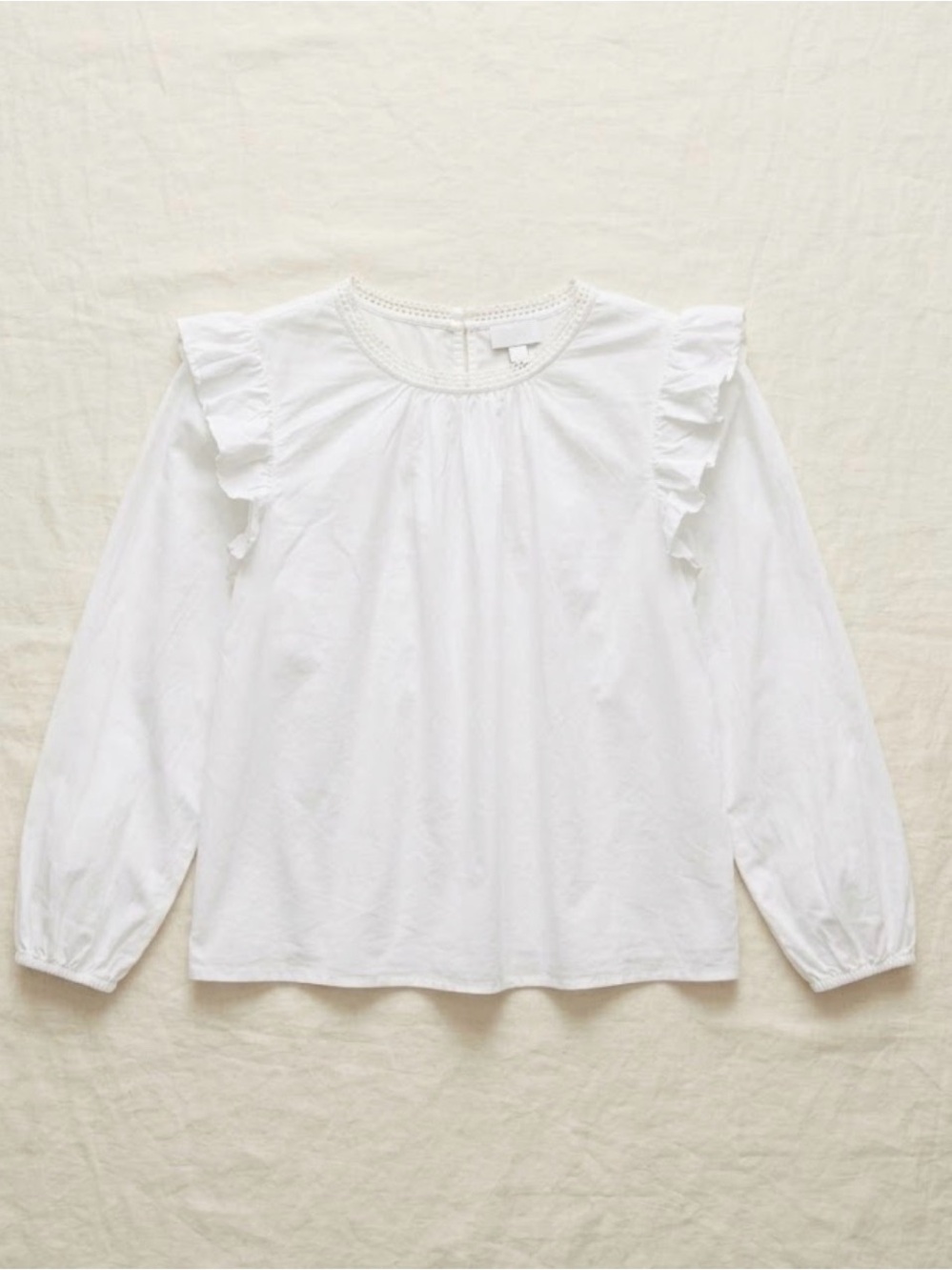 NWT J. Crew White Ruffle-Shoulder Long Sleeve Blouse - Picture 13 of 13